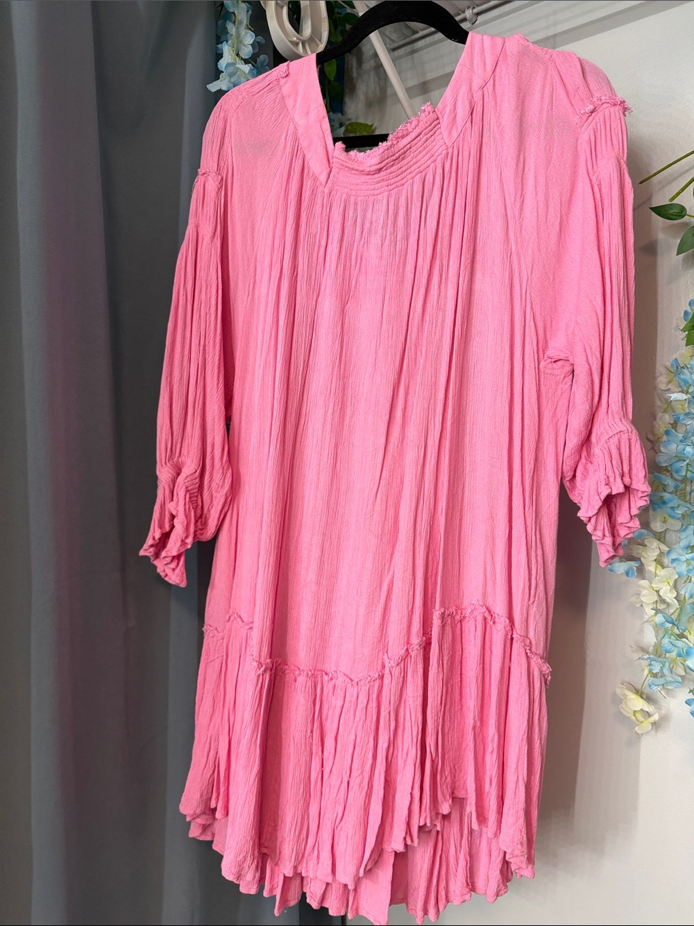 Free People Pink Boho Crinkle Mini Dress - Picture 3 of 3